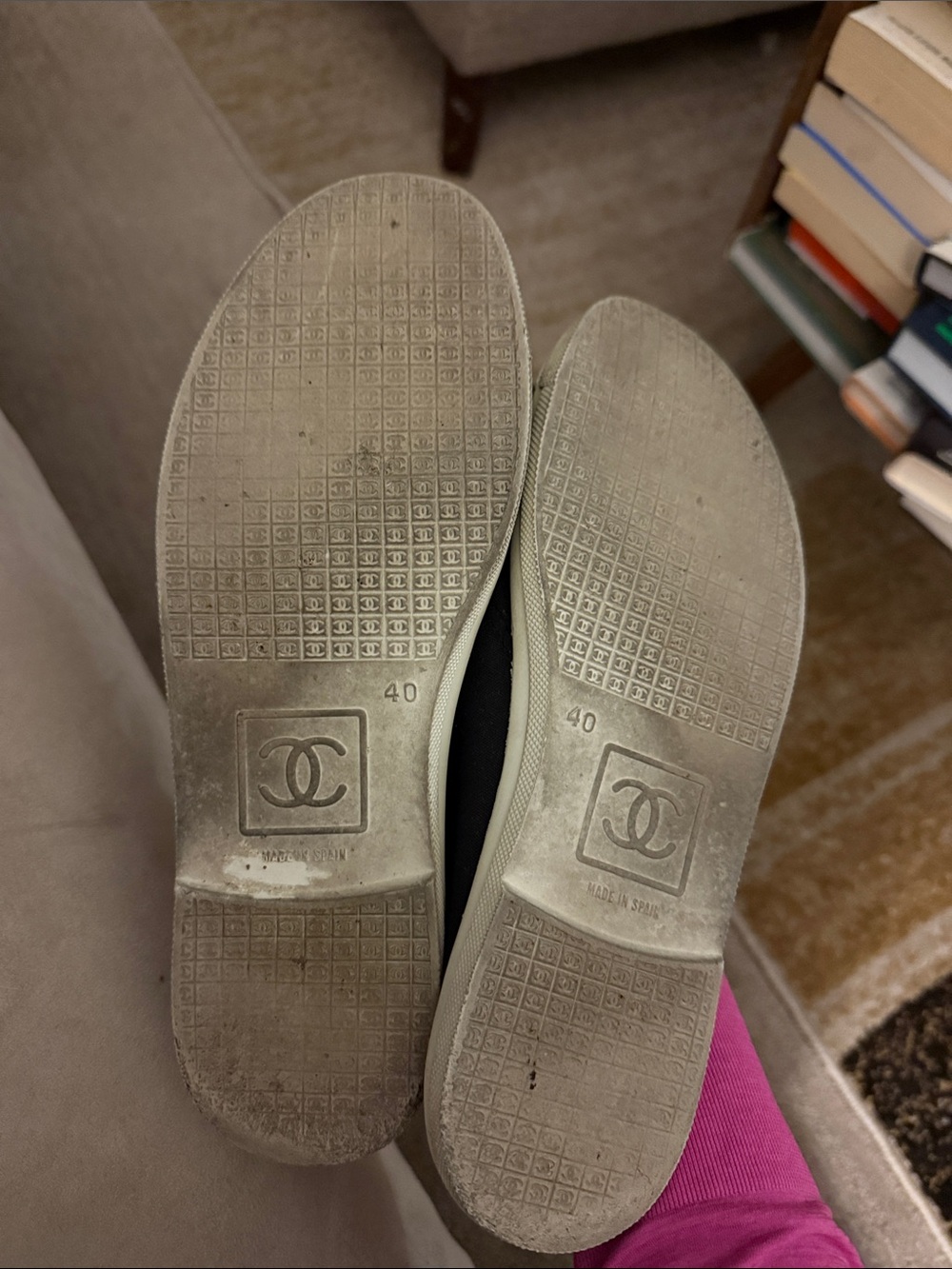 CHANEL Black Canvas Lace-Up Sneakers with Cream Cap Toe - Picture 2 of 5